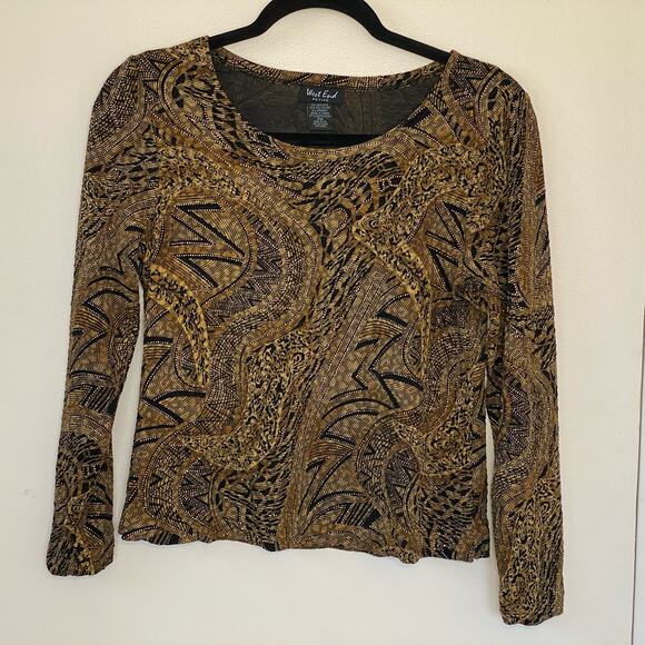 West End Petite Bedazzled Mobwife Sopranos 3/4 Length Y2K Abstract Top size PM - Picture 9 of 9